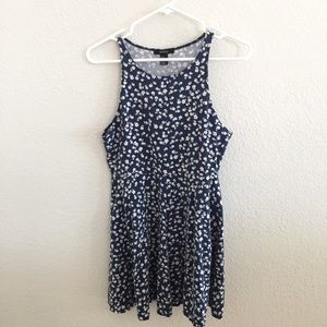 Forever 21 Navy Blue Floral Skater Mini Dress, M